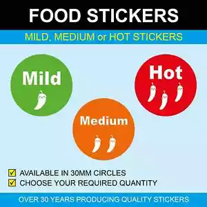 Mild, Medium and Hot Food Stickers - Picture 1 of 4