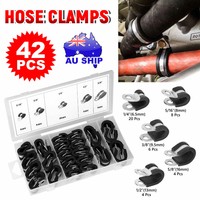 42pcs Rubber Lined P Clips Cable Hose Pipe Clamps Holder Air Clip Clamp Kit AU