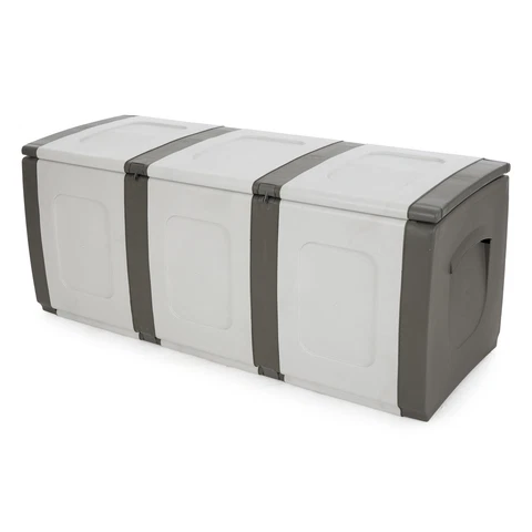 Homeplast Bold 79 Gallon Plastic Storage Trunk Resin Deck Box, Gray/Anthracite Cover