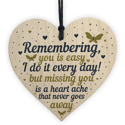 RED OCEAN Memorial Plaque Gifts For Mum Dad Nan Grandad In Memory Wood Heart Christmas