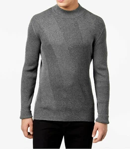 NEW MENS ALFANI MIXED RIB KNIT MOCK NECK GREY SWEATER XXL - Bild 1 von 2
