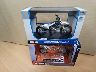 HUSQVARNA FC  KTM HERLINGS 450 COMBO 1:18 Die-Cast Motocross MX Toy Model Bikes - Image 1 of 3