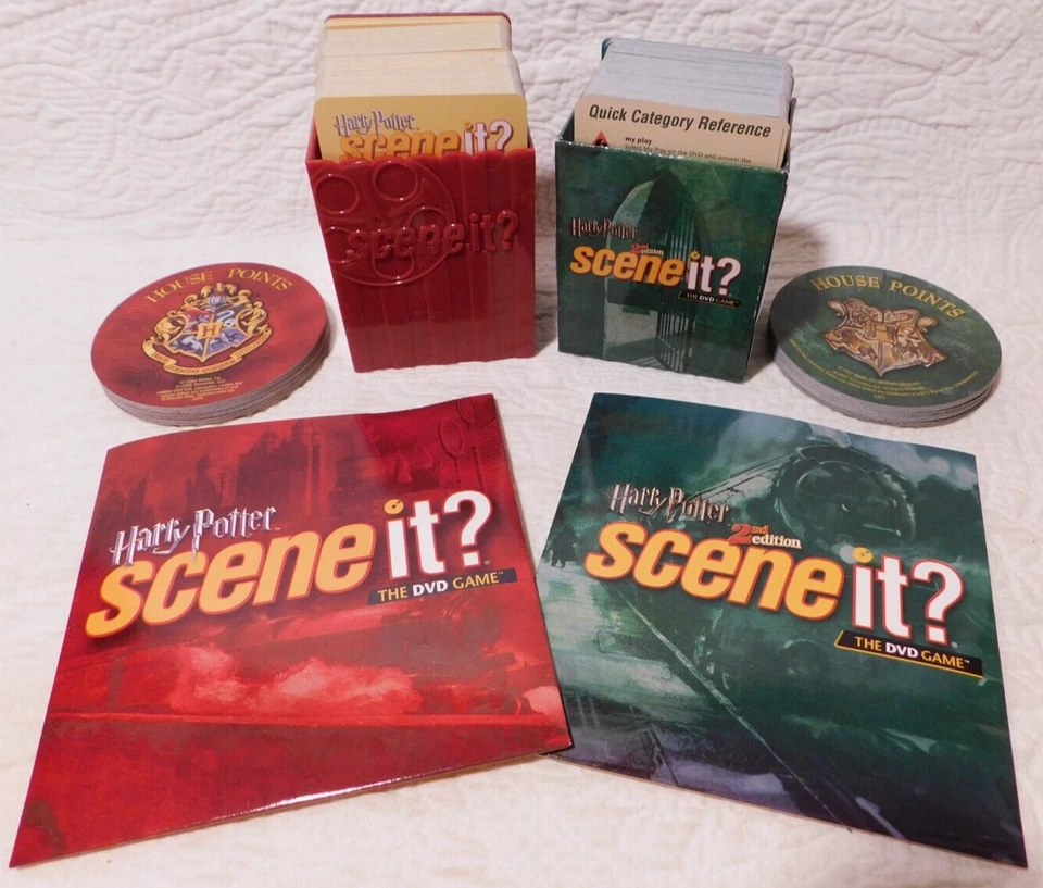 Harry Potter Scene It? 1st & 2nd CARDS DVDS HOUSE POINTS Board Game Parts - Image 1 of 4