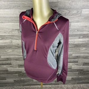MONDETTA 1/4 Zip Pullover Gray & Burgundy Activewear Shirt Women's Size Small - Picture 1 of 11