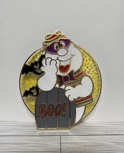 Vtg 80s Window Deco Suncatcher Halloween Hard Plastic Ghost Tombstone Boo Bats - Picture 1 of 3