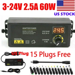 60W Power Supply DC 3V~24V Adjustable Variable Universal Switching AC/DC Adapter - Picture 1 of 12