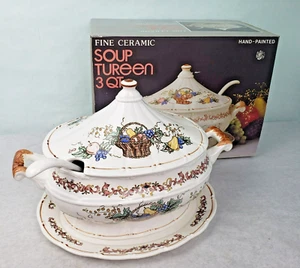 Vintage Jay Import Co. 3 Qt Soup Tureen w Lid & Ladle & Platter - Picture 1 of 15