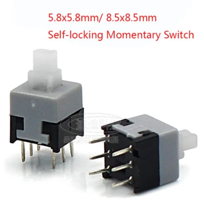 6 Pin Mini Switch Push Button 5.8x5.8mm/ 8.5x8.5mm Self-locking Momentary Switch - Image 1 of 4