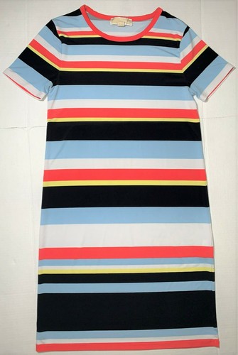 Michael Kors Mini T Shirt Abito Donna Multicolore Righe Elasticizzato Manica Corta S