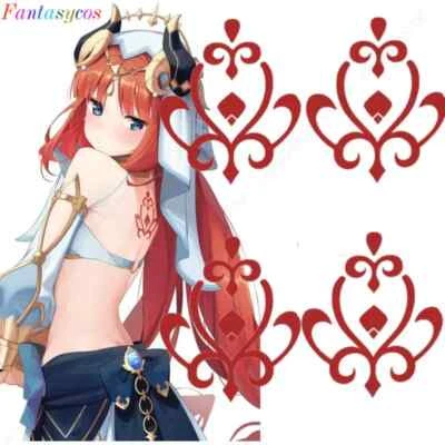 Genshin Impact Cosplay Nilou Tatuaje Utilería Temporal Disfraz Transferencia Pegatina 4 PIEZAS Foto 1 de 4