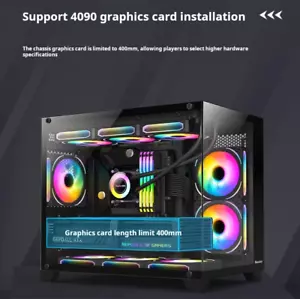 Schwarz USB3.0 Hartglas M-ATX Tower Gaming PC Computer Gehäuse mit ARGB LÜFTER - Bild 1 von 16