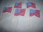 American Flags Patriotic Fourth of July Handmade Lot of 5 Blue Red Check Fabric 