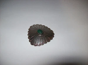 Spilla vintage Navajo in argento sterling malachite, firmata dall'artista L - Foto 1 di 17