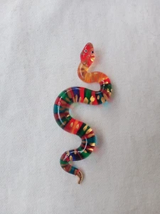 Glass Hand Blowing Snake Figurine Colorful Decor Souvenir Reptile Animal Collect - Picture 1 of 7