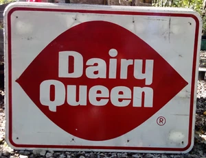 DAIRY QUEEN/HEB FUEL ADVERTISING HWY EXIT SIGN BARN MAN CAVE 48X36" 5S - Picture 1 of 2