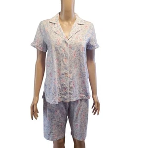 Lauren Ralph Lauren Womens Size S Pajama Set Top & Shorts White Pink Floral - Picture 1 of 13