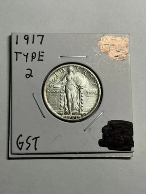 1917 P Standing Liberty Cuarto Tipo 2 UNC Detalle Mejor Variedad Foto 1 de 4