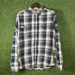 Marmot Shirt Mens Large Gray Black Beige Plaid Flannel Button Up Outdoor Casual - Picture 1 of 10