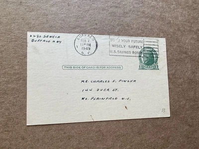 US 1940s Dr CF Pinzka Postal Card (13) +Renown Mathematician  +Math Discussion - Image 1 of 2