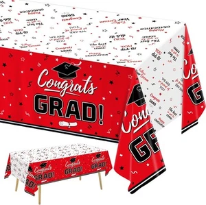 Oigco Graduation Decorations Congrats Grad Tablecloth for 2025 Red - Picture 1 of 6