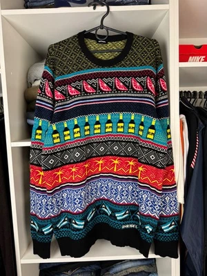 Diesel Rum Bottles & Tropical Palms Colorful Sweater Size L - Image 1 of 4