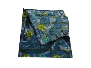 Fazzoletto da taschino uomo in seta otanio blu turchese a fiori verde lime - Foto 1 di 2