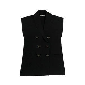 Chaleco Zara Tejido Mujer Talla S Negro Sin Mangas Chaleco Chaqueta Blazer - Imagen 1 de 9