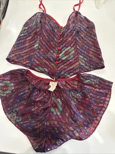 Vintage Victoria’s Secret Gold Label 2-Piece Lingerie Sleep Set | Paisley Small - Picture 1 of 14