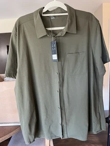 VRST Men's Refined Knit Button Down Short Sleeves Olive Green Size X-Large - Picture 1 of 3
