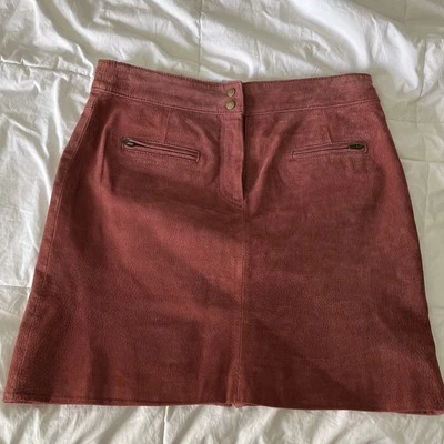 Wilson's Suede & Leather Genuine Skirt Size 4 Vintage Pink Rose Red Zip Up Mini - Image 1 of 4