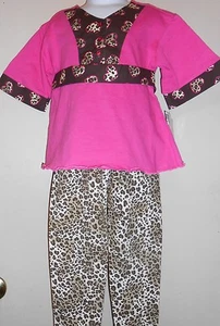 Kids Headquarters Girls 2 Piece Animal Print Pants Set Fuchsia 5 NWT - Picture 1 of 3