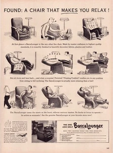 Print Ad Barcalounger Easy Chair 1952 Full Page Large Magazine 10.5"x13.5" - Picture 1 of 1