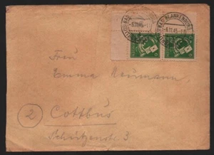 B12979 SBZ Brief Thüringen 1945 2x 95 Eckrand bad Blankenburg nach Cottbus - Picture 1 of 2