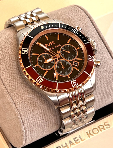 Orologio Uomo Michael Kors MK8725 Bayville Bicolore S Acciaio Nuovo con etichette Confezione Regalo $325
