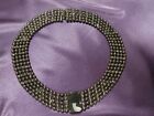 Beautiful Antique Multi Strand Beaded Onyx Choker Alloy Necklace !Very Old! 