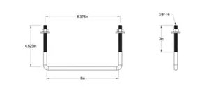 Pack of 4 Sq U Bolt Zinc-Plated, Steel, 3/8"-16 Thread Size, 8"  W, 4-5/8" H - Picture 1 of 1