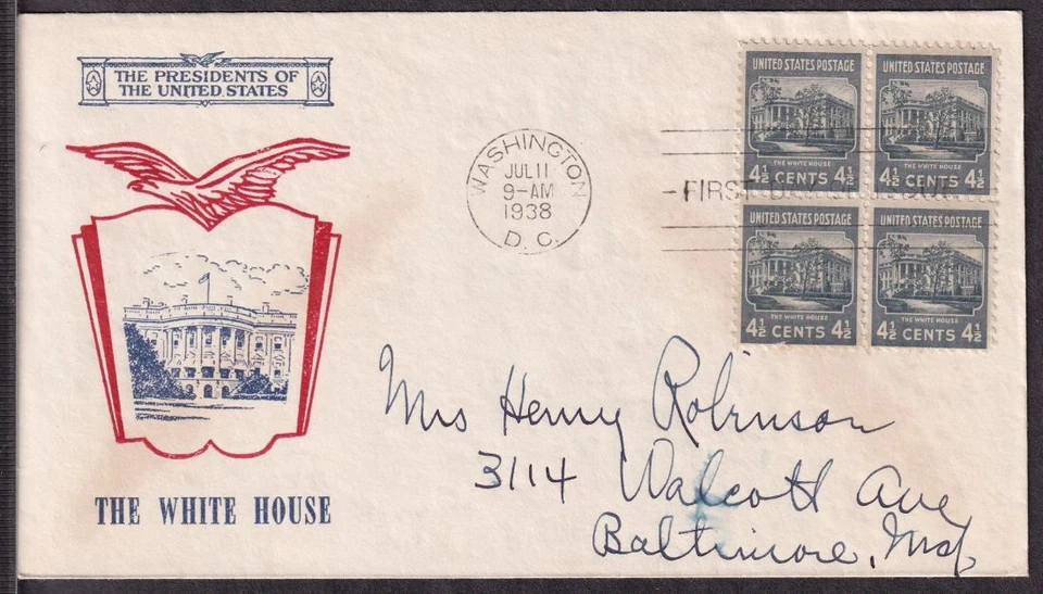 1938 Presidential Series Prexy Sc 809-20 with Fidelity cachet block of 4 (R7 - Image 1 of 1