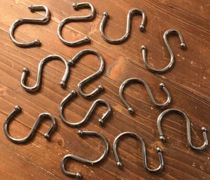 Juego de 12 ganchos de ducha plateados brillantes en forma de S - Imagen 1 de 4