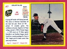 1961 Peters Meats Art Card # 7 Jim Kaat -- Minnesota Twins