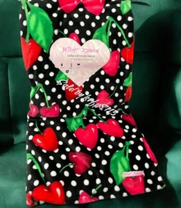 Betsey Johnson Throw Blanket 50x60 Valentine’s Day Heart Cherry Polka Dot Classy - Picture 1 of 3