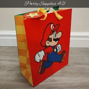 Mario & Luigi Large Gift Bag & Tag/Kids/Birthday/Party/Nintendo/Girls/Boys/33cm - Picture 1 of 5