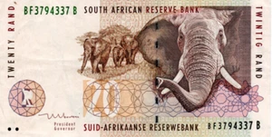 South Africa 20 Rand ND(1999) VF+ Banknote P-124b Prefix BF Mboweni Sig. - Picture 1 of 2
