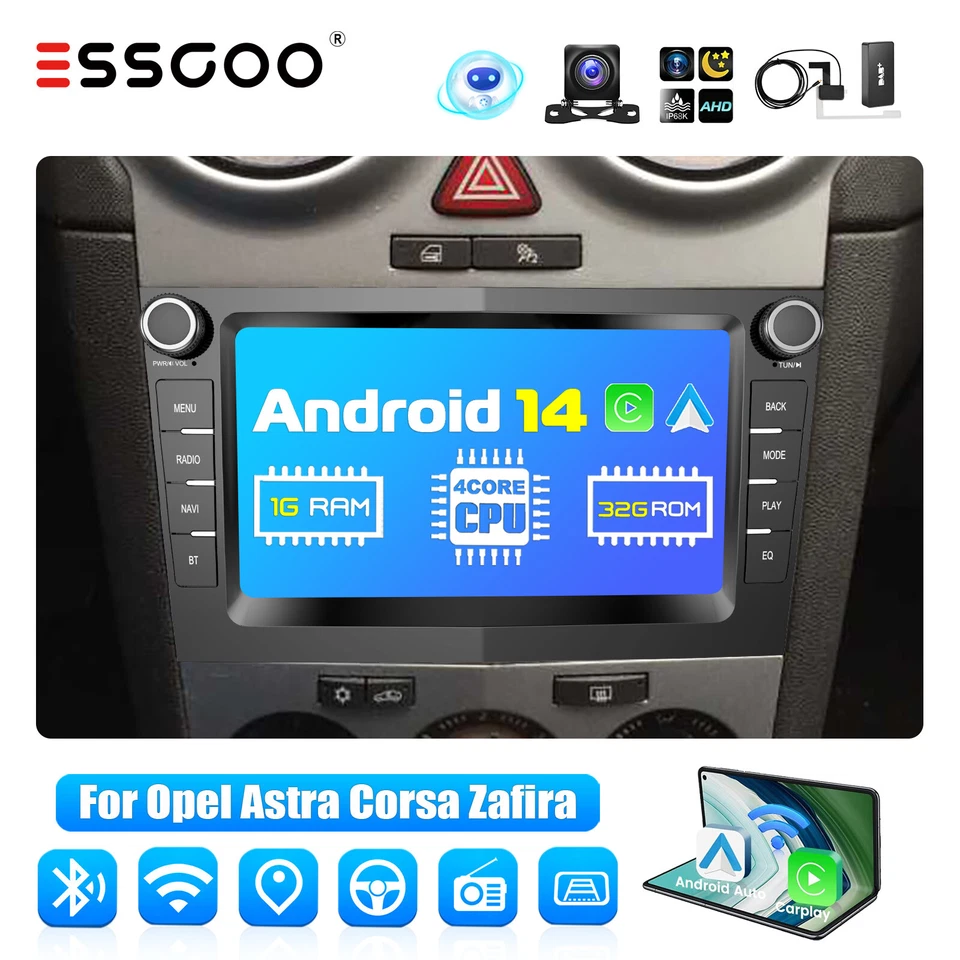 Autoradio DAB+ Carplay Android 14 GPS NAVI  Für Opel Meriva Corsa C D Astra G H - Bild 1 von 4