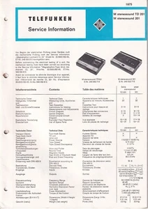 Service Manual-Anleitung für Telefunken M Stereosound TD 201, 201 - Bild 1 von 1