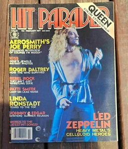 Hit Parader Feb 1977 KISS Led Zeppelin Linda Ronstadt Queen The Who Joe Perry - Picture 1 of 6