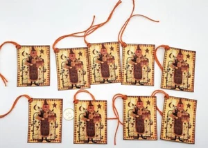 9-Halloween-Primitive-Farmhouse-Parties-Linen Cardstock-Gift-Hang-Tags - Picture 1 of 1