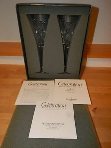 Large Waterford Crystal 1st Ed. LOVE Celebration Toasting Flutes In Original Box - Picture 1 of 12