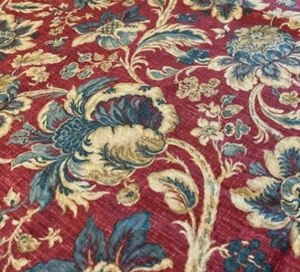 Table Cloth, fabric, floral red/brown yellow flowers, 52 x 72 new, polyester - Picture 1 of 6