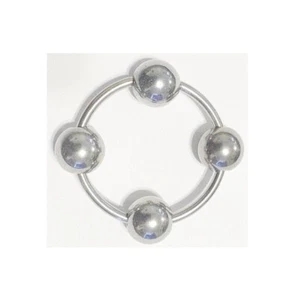 BIG BOY TOY;  Surgical Steel 10g 35mm dia. with 4x1/2"  dia. BEADED FRENUM HOOP. - Picture 1 of 5