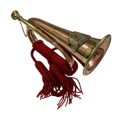 12" Bugle With Silk Rope Tassel Copper &Brass Handmade Bugle Australian Military - Image 1 of 4